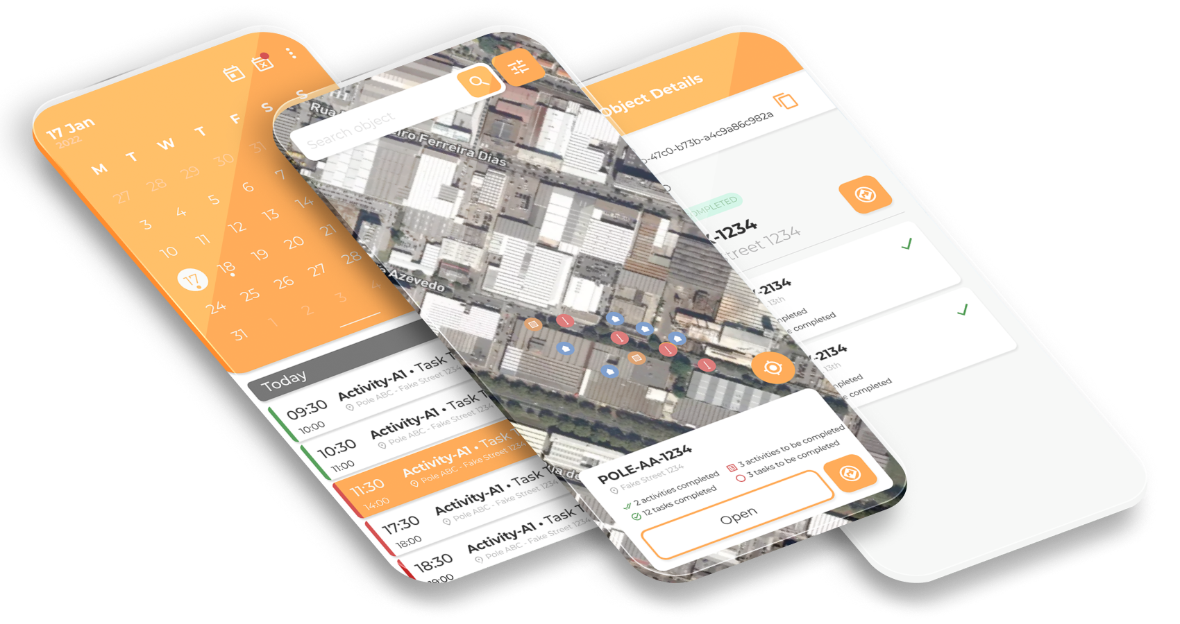 Illustrative construction work package with tasks, materials, and map context.
