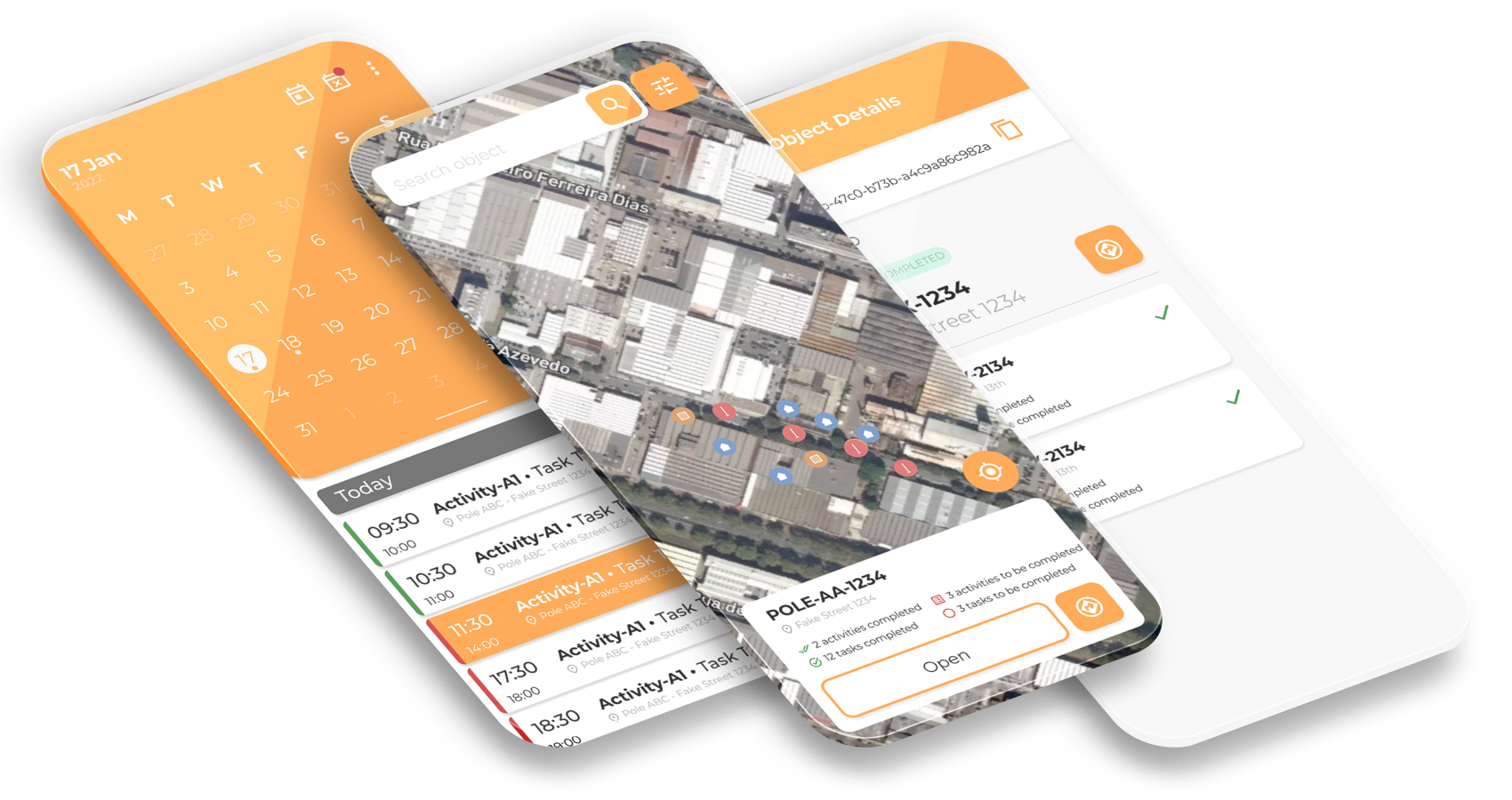 Illustrative construction work package with tasks, materials, and map context.