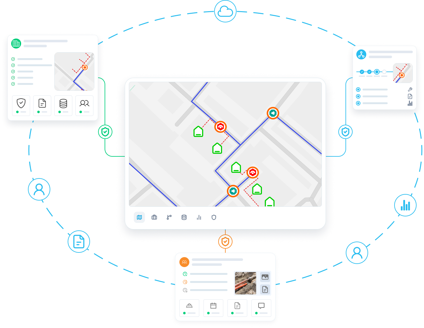 Illustrative open-access network capacity and service-provider handover workspace.